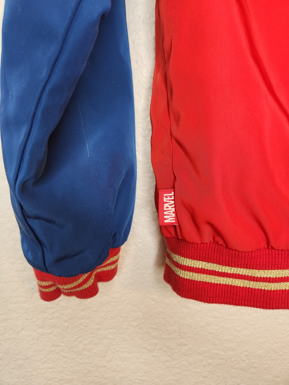 Captain Marvel Disney Comics Jacket Girls Full Zip Logo Red Blue Y2k size 5 6 - Picture 10 of 16